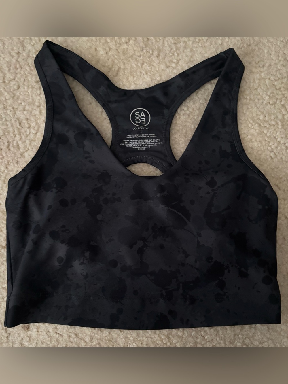 Sage Black Spot/splattrt Racerback Crop Top